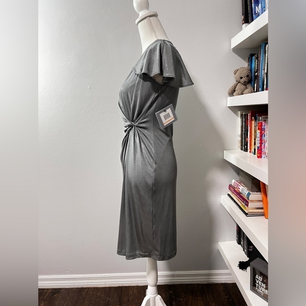 Marc New York Andrew Marc Silver Faux Wrap Dress Size 2 NWT - Picture 9 of 15